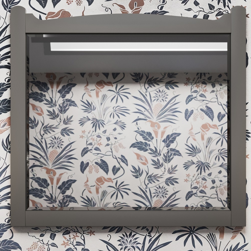 Product lifestyle image close up of Burlington Guild 600mm x 570mm Ashbee Grey Bathroom Mirror GU6057AG